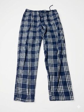 Ben Sherman Men’s Navy Blue & White Plaid Flannel Pajama Pants - Size Medium